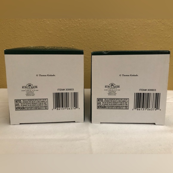 THOMAS KINKADE 2pc Church Ornament Set in Box by Kurt Adler ~ NEW - Picture 6 of 6